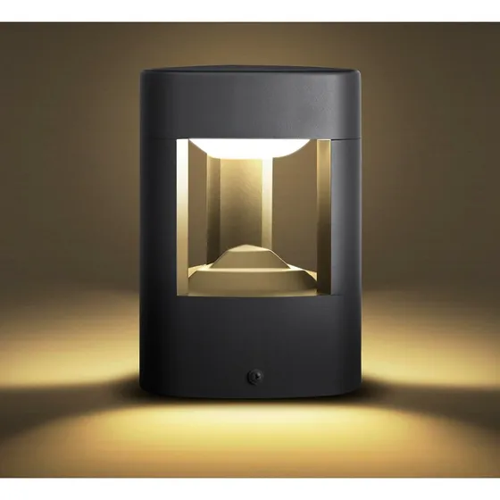 Lucande Pirron LED Sokkellamp - 20 cm - Antraciet - Aluminium