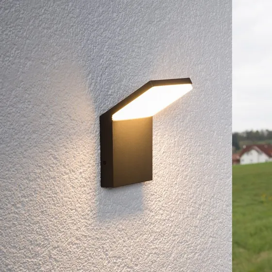 Lucande Nevio LED Buitenwandlamp - Antraciet - 17 cm