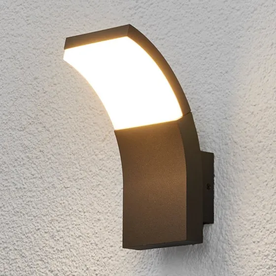 Lucande Timm LED Buitenwandlamp - Antraciet - 20 cm
