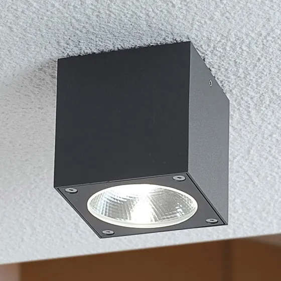 Lucande Lukas LED Buitenplafondlamp - Dobbelsteenvorm - Grafiet