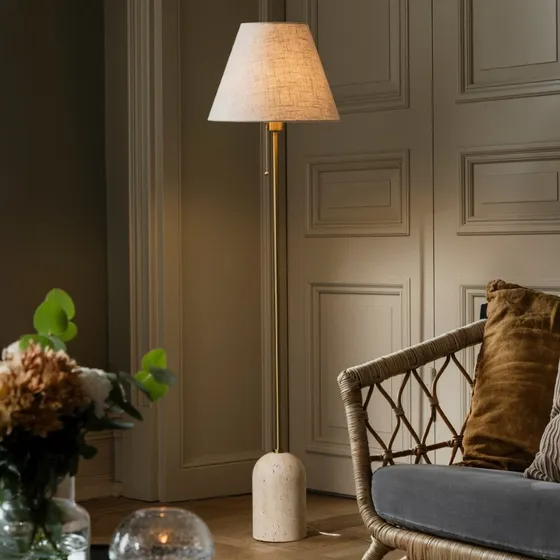 Globen Lighting vloerlamp Gino, travertijn, beige, 145 cm