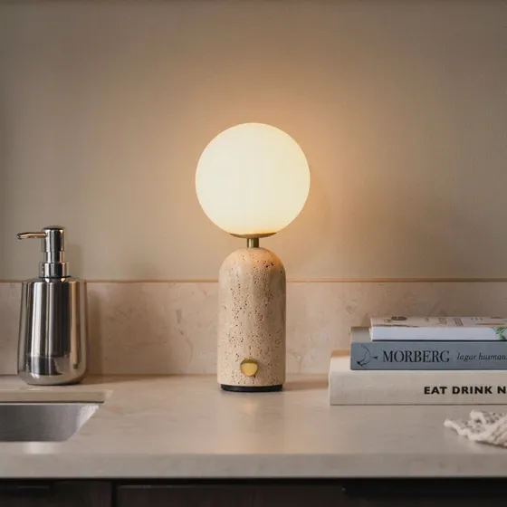 Globen Lighting Torrano Accu-tafellamp - Travertijn Beige