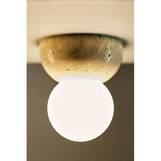 Globen Lighting Torrano Wandlamp 13 cm Beige Travertijn IP44