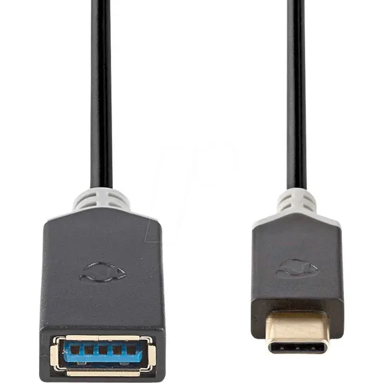 Nedis USB-C naar USB-A adapterkabel zwart (0,15 m)