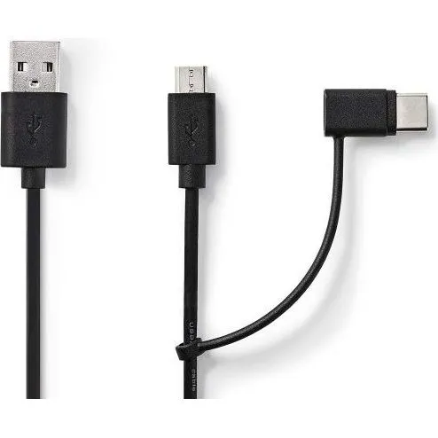 Nedis 2-in-1 Sync en Charge-Kabel 1 m Zwart