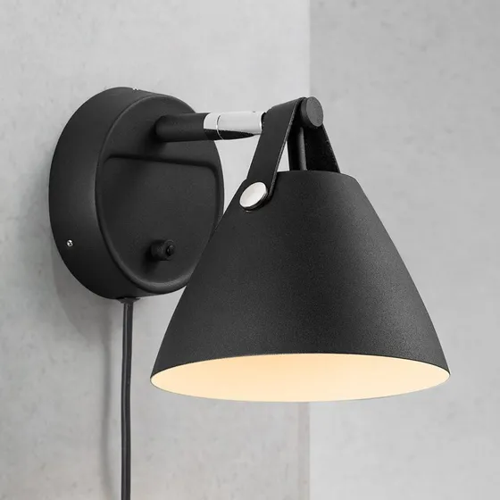 DFTP by Nordlux Wandlamp Strap, Zwart, met Leren Riem