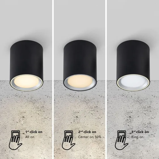 Nordlux LED-plafondlamp Fallon long, zwart/staal, 3-step-dim