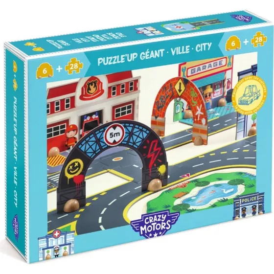 Djeco Crazy Motors Road Puzzle City, 33 delen