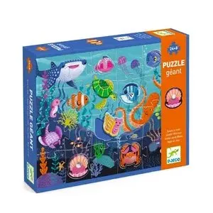 Djeco Grote Legpuzzel Zee - 32 stukjes met 8 glanzende zeedieren