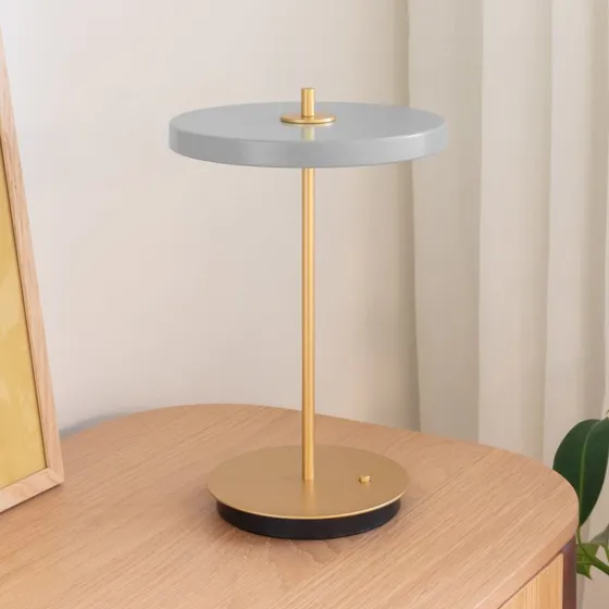 UMAGE Asteria Move LED-tafellamp - Mistgrijs/Messing - 31 cm