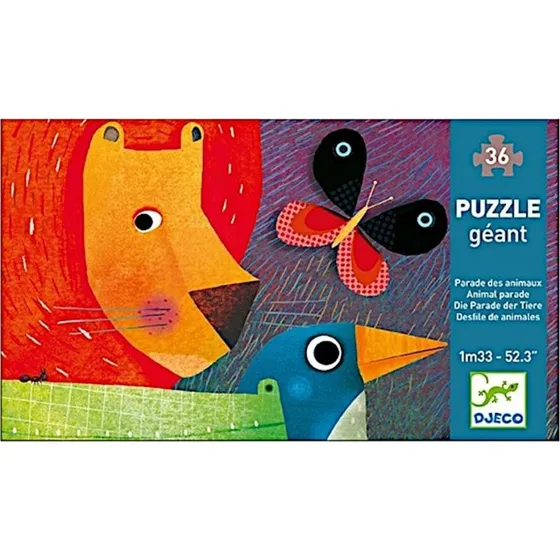 Djeco Vloerpuzzel Dierenparade 36 st, 133 cm