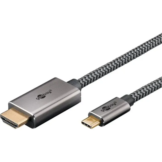 CablePro USB-C naar HDMI 1m 4K 60Hz Zwart/Zilver