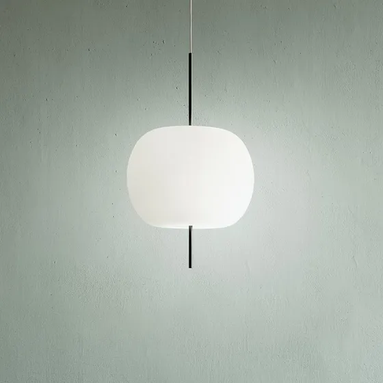 KDLN Kushi Hanglamp 16cm - Mondgeblazen Glas - Zwart/Opaal