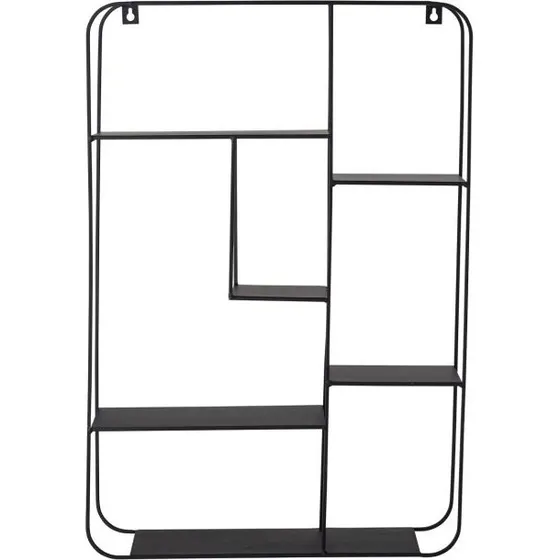 Bloomingville Ebert Wandregal Zwart Metaal 42x62 cm