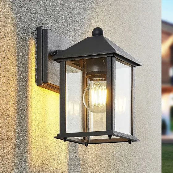 Lindby Wandlamp Giavanna, Antraciet, Glas & Aluminium, 23,3 cm