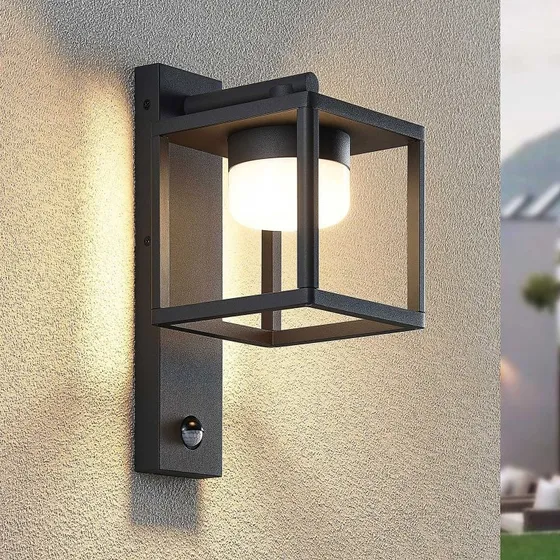 Lucande Timio Buitenwandlamp met Bewegingssensor - Donkergrijs