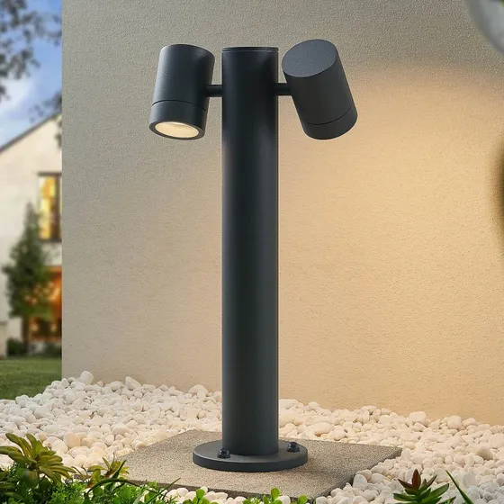 Lucande Maloney Sokkellamp 50 cm - Antraciet - Aluminium