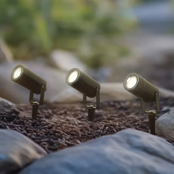 Lindby Thorgal Grondspieslamp Zwart - Set van 3 - Ø 6 cm
