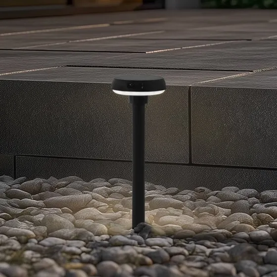 Lindby Brinca Solar LED Grondspies Lamp - Zwart - Met Sensor