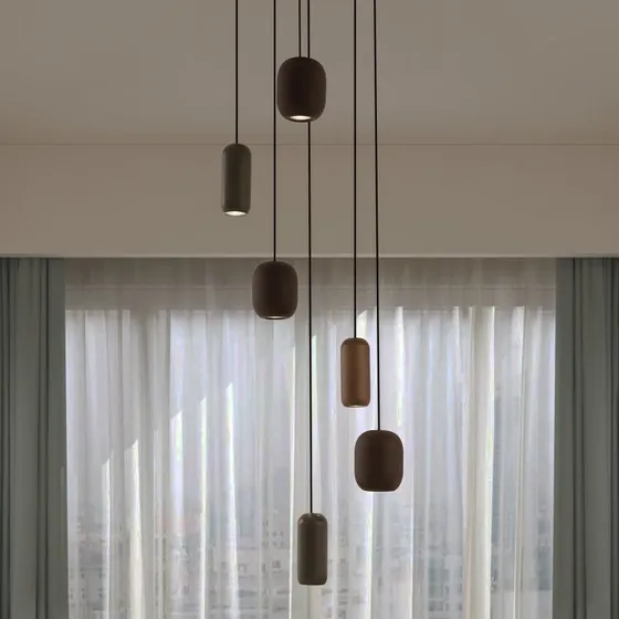 Lucande Narion Hanglamp - Zwart - 6-lampen - Modern