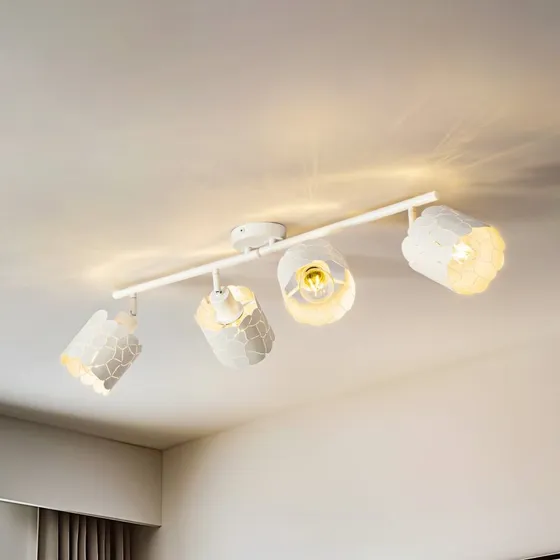 Lindby Plafondlamp Aralena Wit, 4-lamps, 97 cm