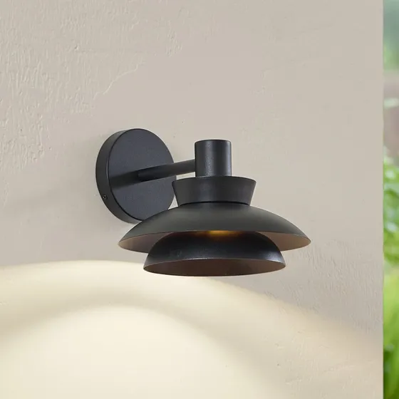 Lucande Thais Buitenwandlamp - Zwart - Metaal - Ø 25 cm