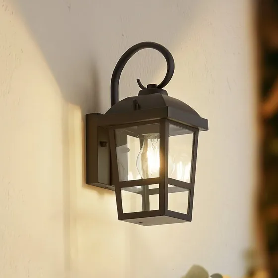 Lindby Wandlamp Eloane Buiten - Zwart - Roestvrij Staal - 29 cm