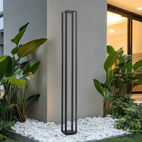 Lucande LED Buitenlamp Thorvid - 180 cm - Zwart - Aluminium