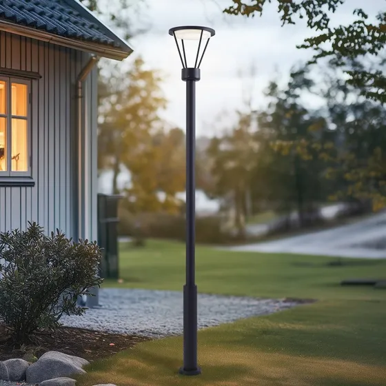 Lucande Elario LED Buitenlamp - 222 cm - Zwart Aluminium