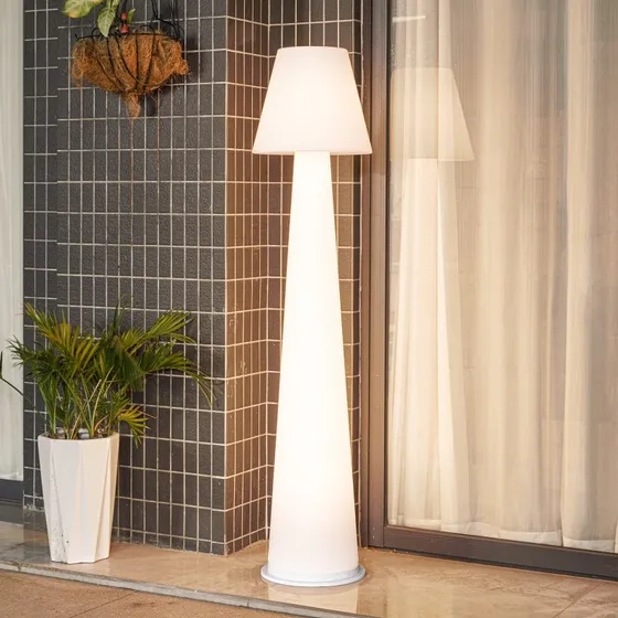 Lucande Gauri LED Terraslamp - Wit - 153 cm - IP44 - Dimbaar