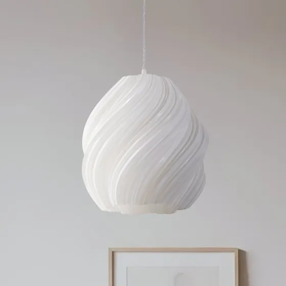 Lindby Hanglamp Nuvia, Wit, Ø 30 cm, 3D-print