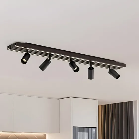 Lucande Tiron LED plafondspot, 100 cm, eikenhout