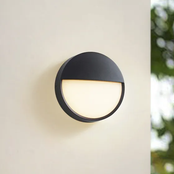 Arcchio Gravo LED Buiten Wandlamp - Zwart - Ø 25 cm - IP65