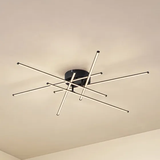 Lindby Elviano LED plafondlamp, zwart, Ø 80 cm, 3000K