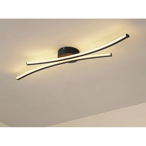 Lindby Ravion LED-plafondlamp - Zwart - 90 cm
