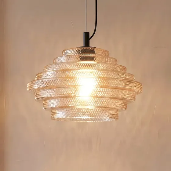 Lindby Orliana Hanglamp, Ø 35 cm, Amber Glas