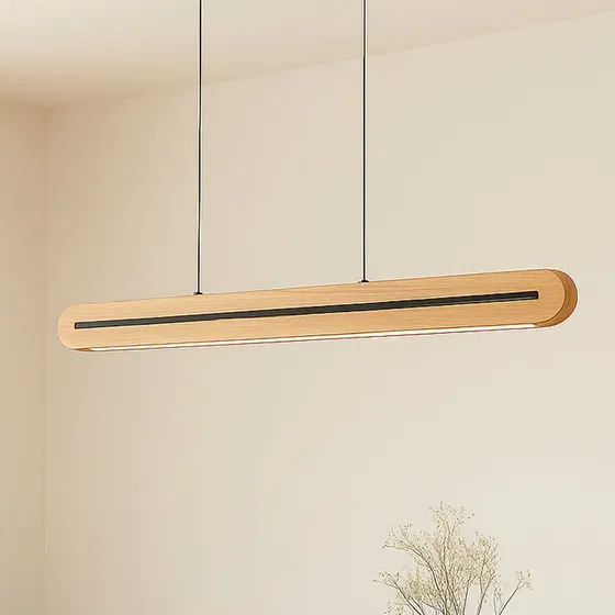 Lucande Darnor LED Hanglamp - Hout & Zwart - 100 cm