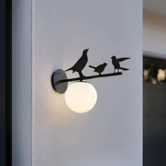 Lindby Lintu Buitenwandlamp - Zwart Metaal - Vogelmotief - IP44