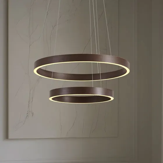 Lucande Yonam LED hanglamp, Ø 60 cm, bruin, CCT