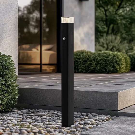 Lindby Halvar Tuinpadverlichting - 80 cm - Zwart - Sensor - IP65