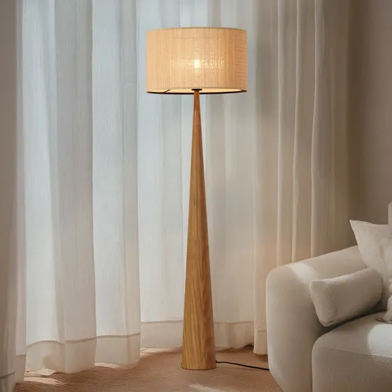 Lucande Fabrena Vloerlamp - Bamboe - Naturel - 138 cm