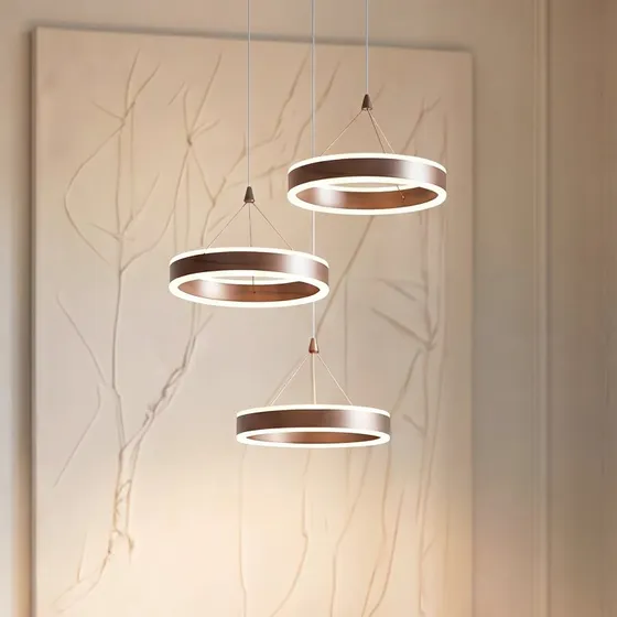 Lucande Kolo LED hanglamp, bruin/roest, dimbaar, 3-lamps