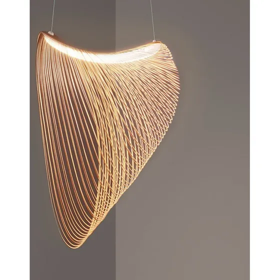 Luceplan Illan LED-hanglamp van hout, dimbaar, Ø 100 cm