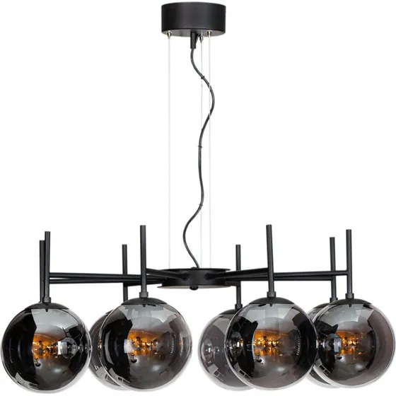 By Rydéns Boyle Hanglamp - Zwart Metaal & Rookgrijs Glas - 8-lampen