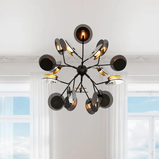 Rydéns Turno Hanglamp - Mat Zwart/Goud - Ø80 cm