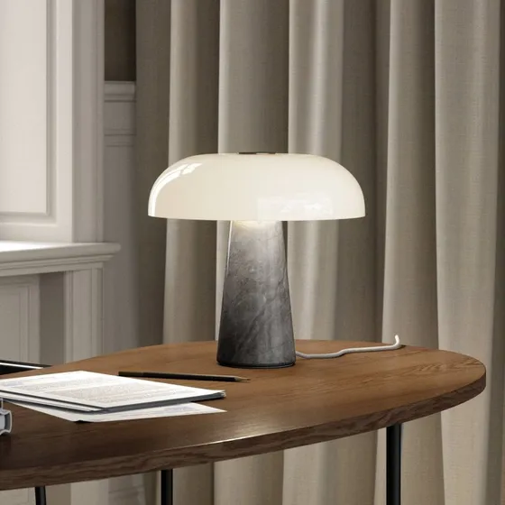 Nordlux DFTP Glossy Tafellamp - Grijs Marmer & Opaalglas