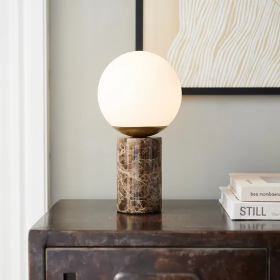 Nordlux Lilly Tafellamp - Bruin Glas/Marmer