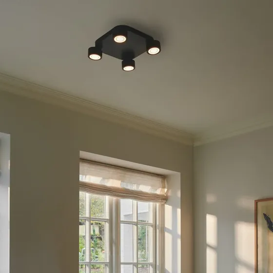 Nordlux Clyde Plafondlamp - 4-Lichts - Zwart - Dimbaar