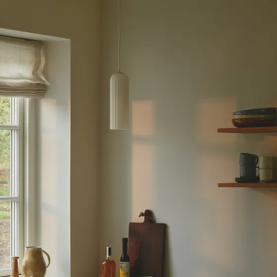 Nordlux Hanglamp Miella - Geribbeld Glas - Wit/Opaal