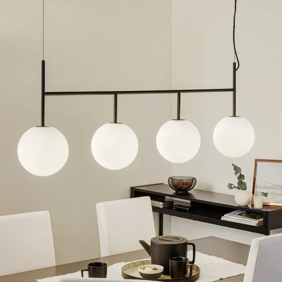 Audo Copenhagen TR Bulb LED hanglamp, 4-lichts, zwart/opaal